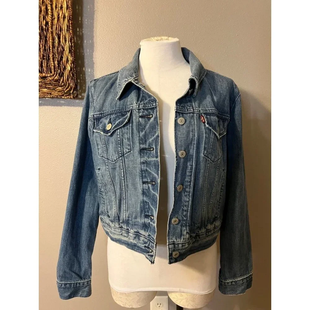 Levis Womens Jacket Blue XL Trucker Jean Cotton Denim Classic Washable - Picture 3 of 10